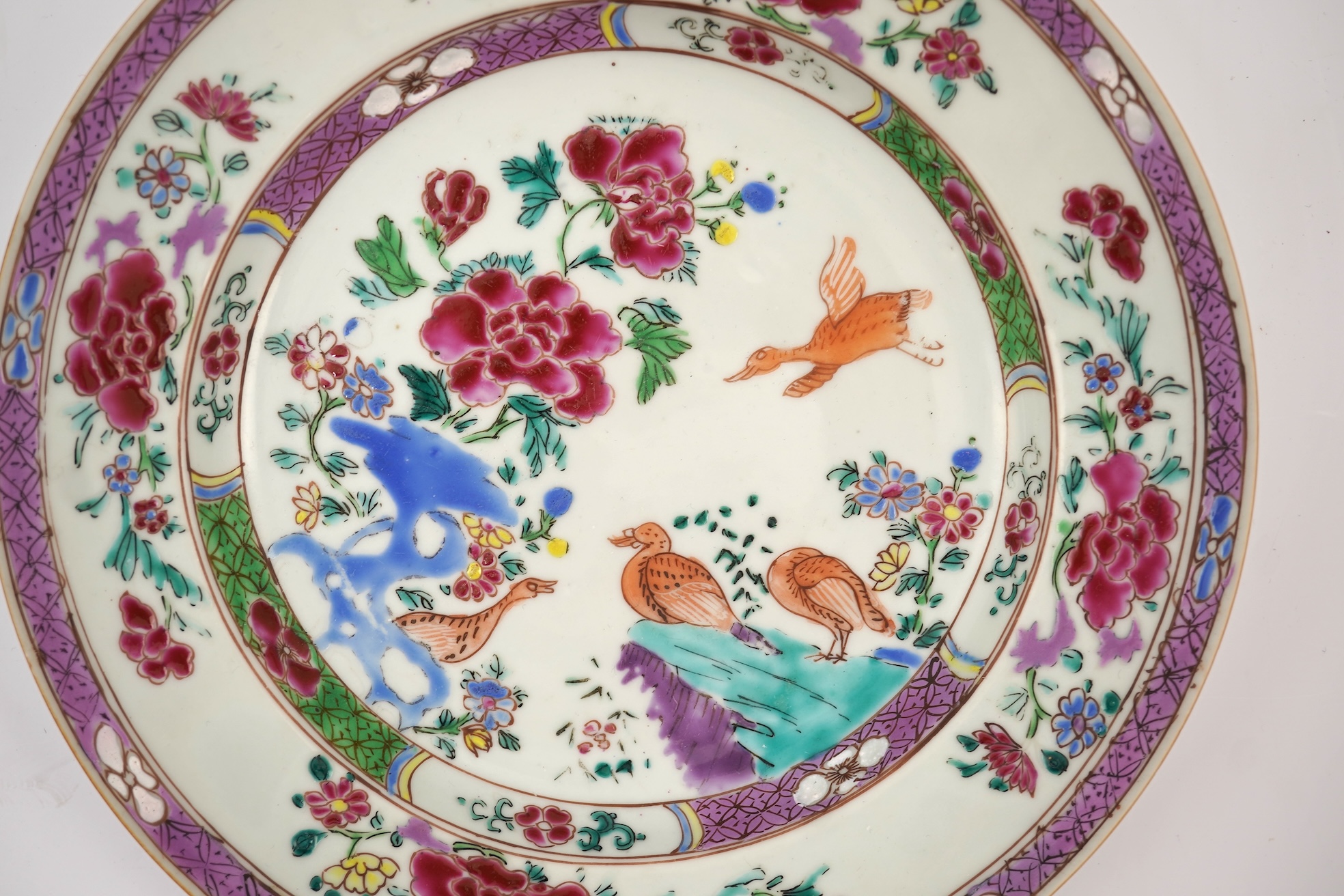 A Chinese famille rose ’ducks’ plate, Qianlong period